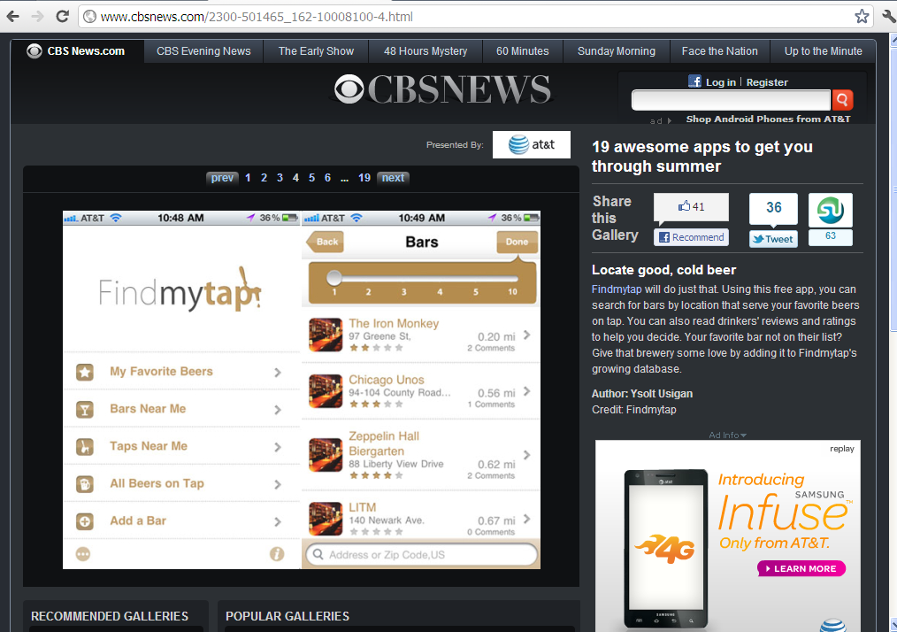 Findmytap in CBS News